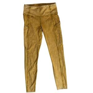Lululemon Size 6 Fast Free High Rise Tight Leggings Ice Dye Gold Side Pocket